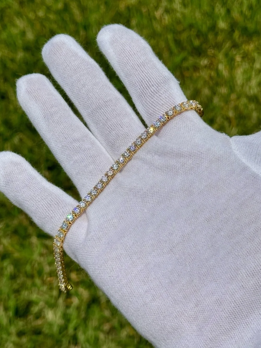 18K Gold Plated, 14.4CTW Moissanite Tennis Bracelet
